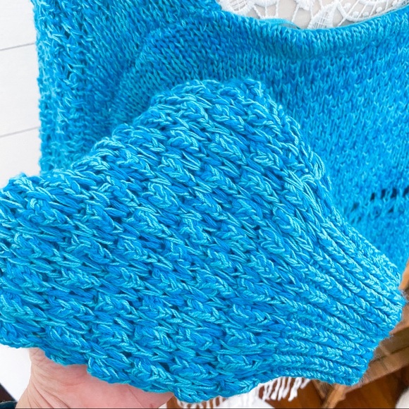 NWT Free People Coconut Loose Weave Sweater Teal - Picture 9 of 12